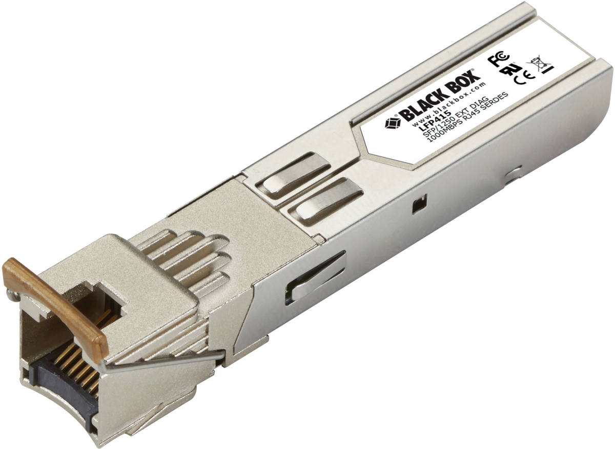 Black Box BBX-LFP415 100 m GSA Gigabit Extreme Temperature SFP Transceiver with Extended Diagnostics & 1.25-Gbps Copper RJ45-SerDes
