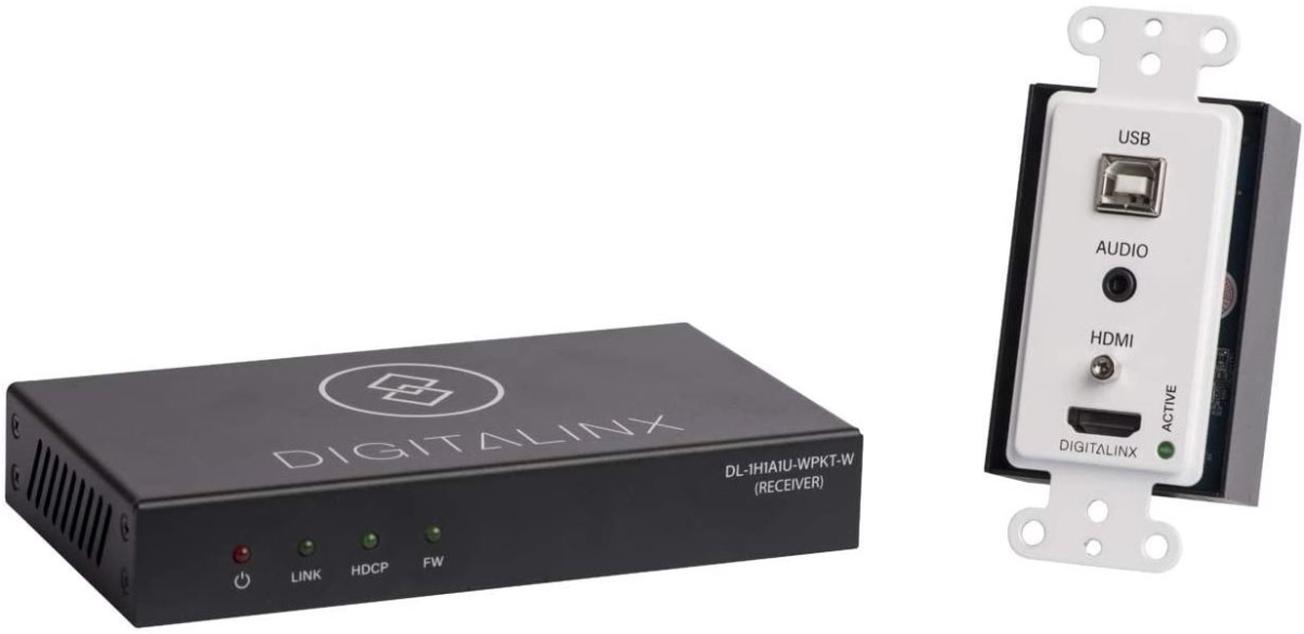 DL-1H1A1U-WPKT-W 4K 10.2G HDMI HDBaseT 2.0 & USB2.0 High Speed Wall Plate Extender Set with Audio Pass & RS232