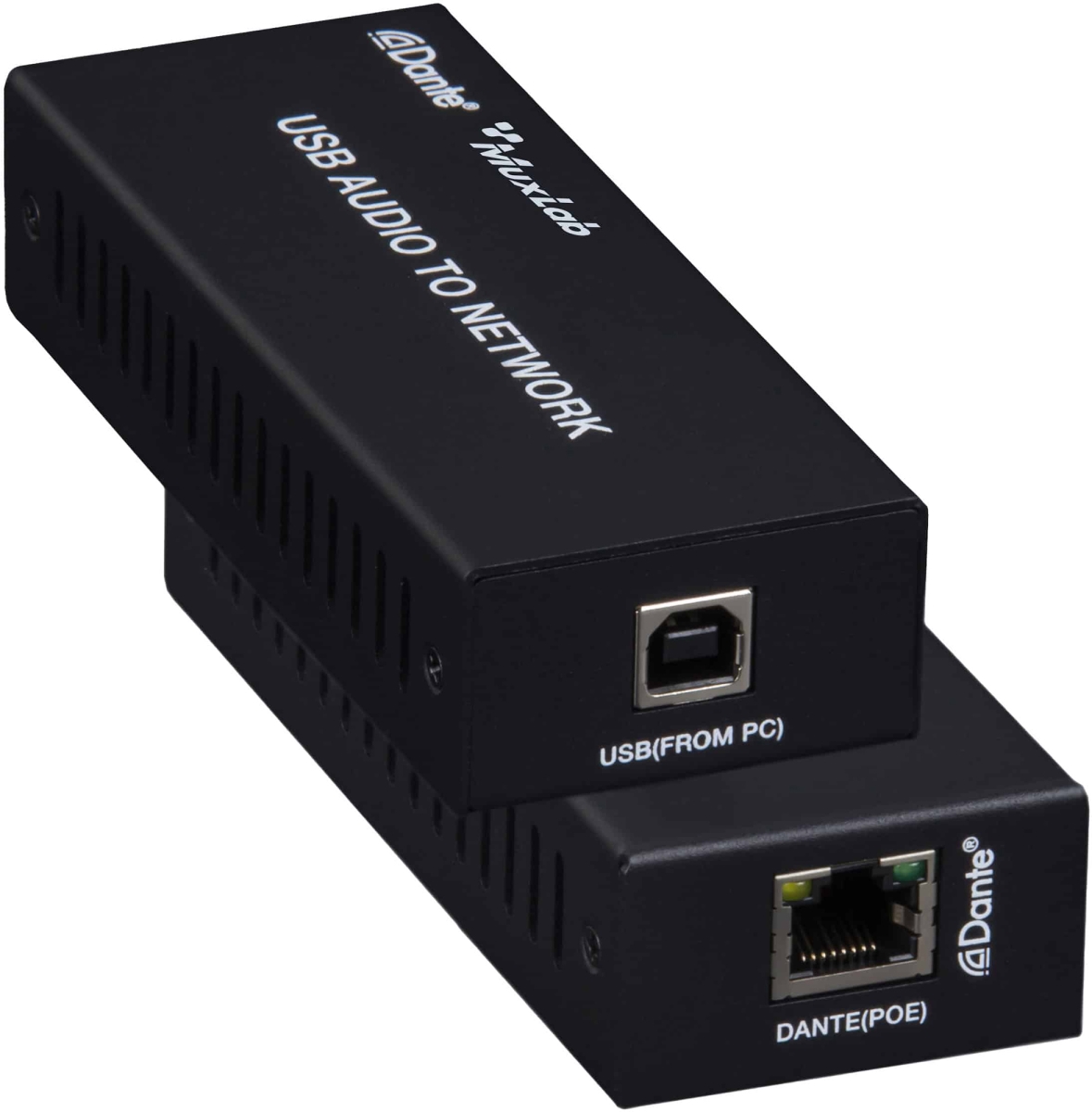 MUX-500550 Up to 328 Foot Via CAT6-6A Dante 2-Channel USB Audio Encoder & Decoder