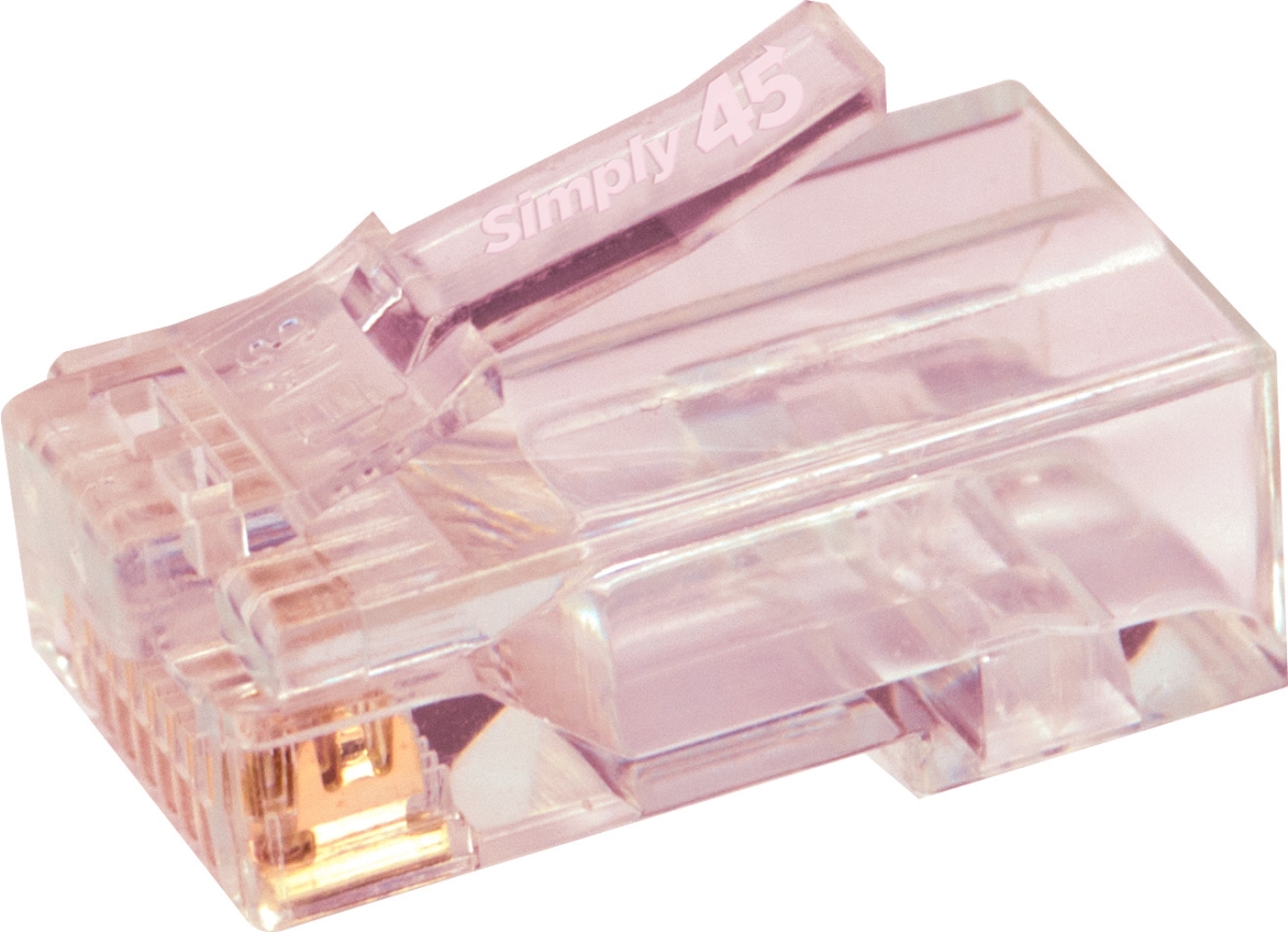 S45-1700 Unshielded PassThru RJ45 Mod Plugs for Solid Cat6-6A UTP High-Low Stagger Load Bar, 100 Piece