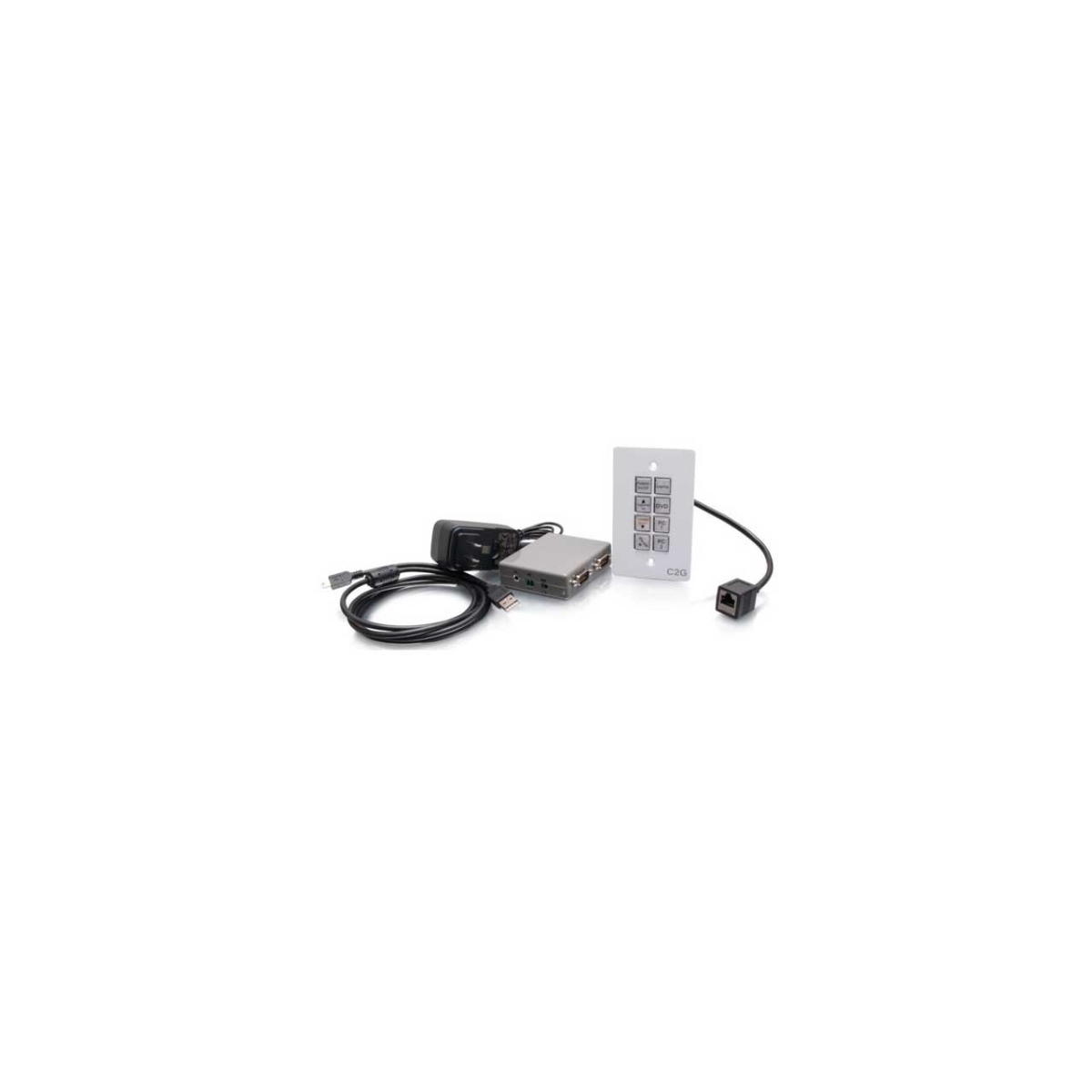 C2G-50348 AV Controller with 8-Button Wall Plate for Classrooms & Conference Rooms - Dual DB9 RS-232-RS-485-RJ45-IR