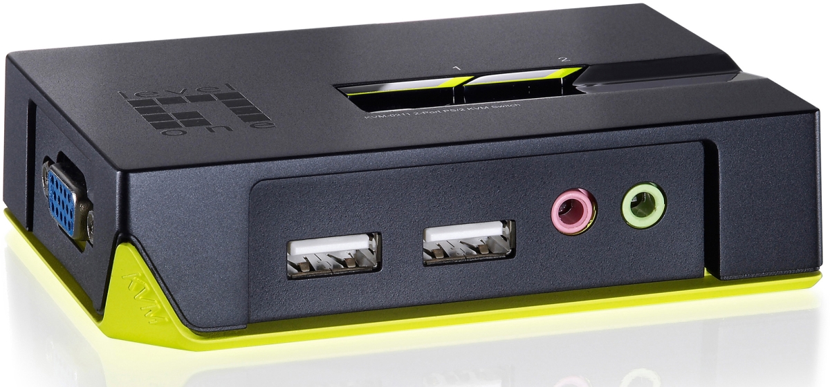 LVL1-KVM-0221 2-Port USB VGA KVM Switch with Audio Support