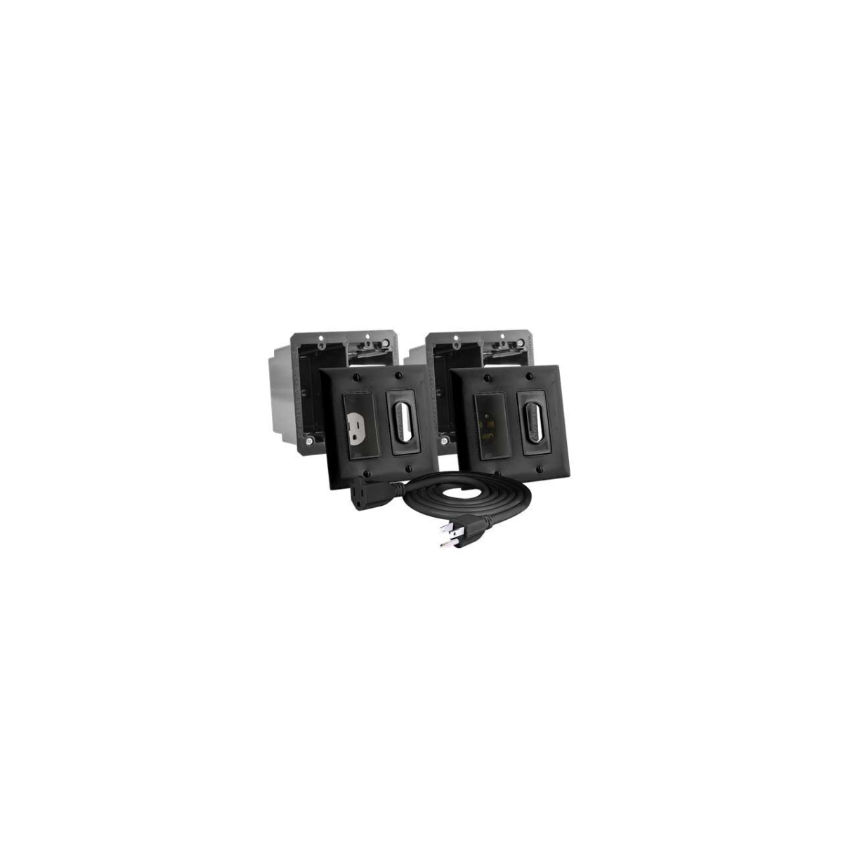 MID-2A46-B Decor Recessed In-Wall HDTV Power Solution Receptacle Kit, Black