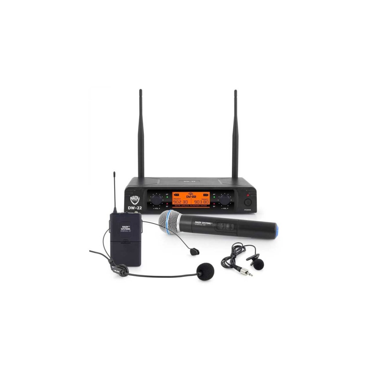 Picture of Nady Systems NDY-DW-22-HT Single Frequency Digital Audio Wireless System with Dual Handheld Transmitters - 48k-24-Bit - 300 ft. Range