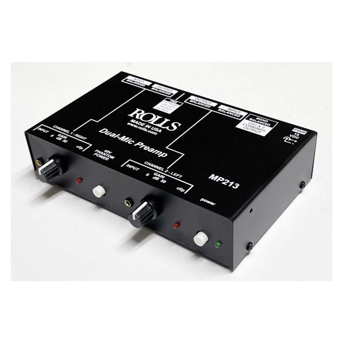 Picture of Rolls RLS-MP213 Dual-Mic Preamp with XLR & 0.12 in. Inputs & Outputs