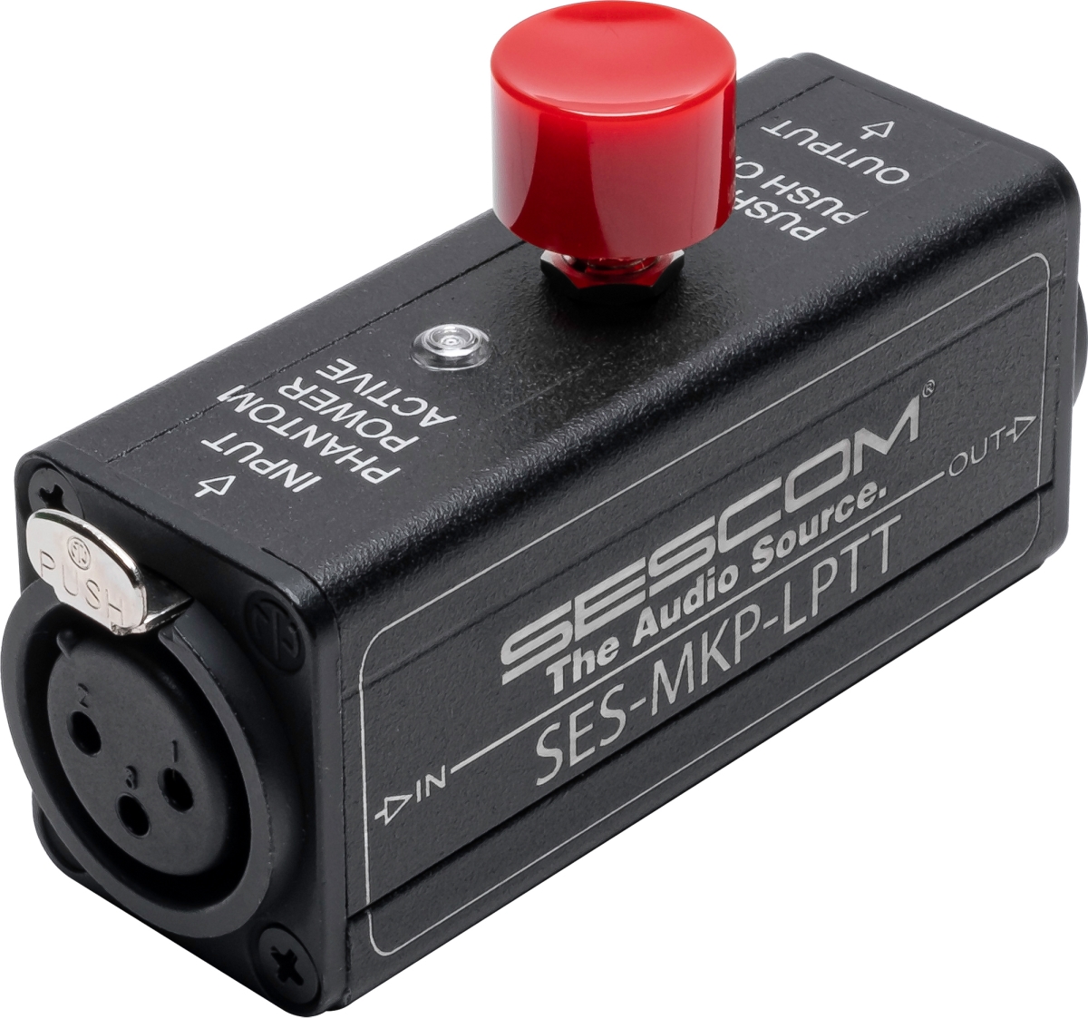 SES-MKP-LPTT Inline Rugged XLR Push-to-Talk Latching Button PTT with Phantom-Power & Live LED