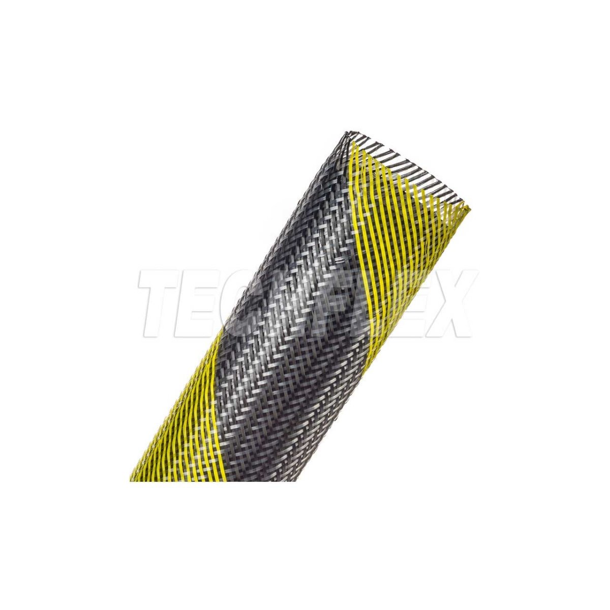 Picture of Techflex TFX-PTN150-200SS 1.5 in. Flexo PET Expandable Tubing - Black & Yellow - Safety Strip - 200 ft.