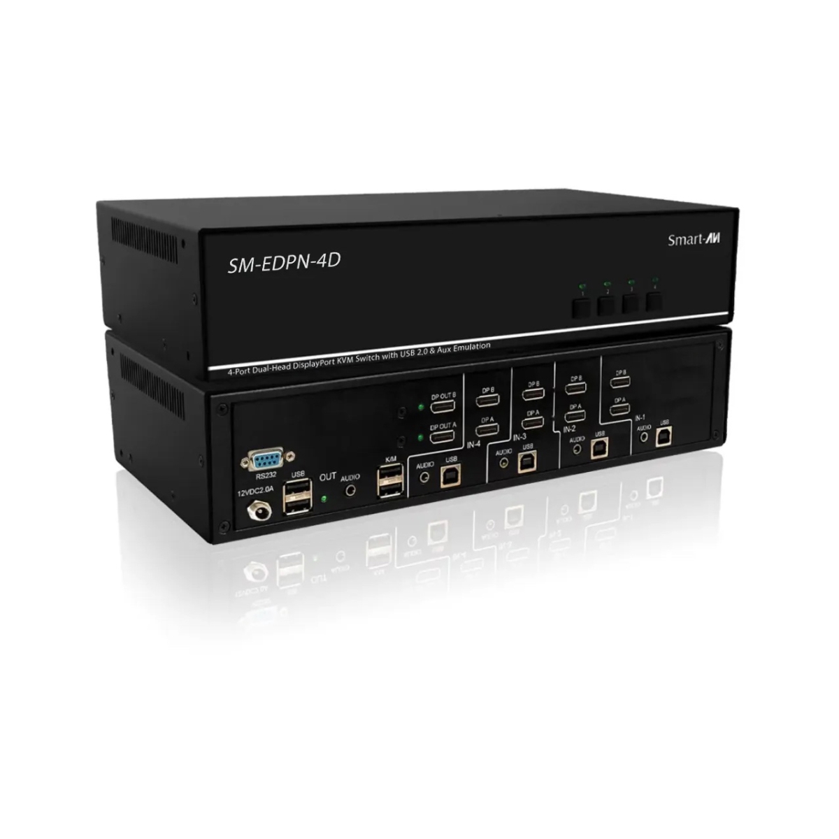 Picture of Smart-AVI SAVI-SM-EDPN-4D Dual Head 4-Port UHD 4k at 60 DP KVM Switch with EDID Aux Emulation