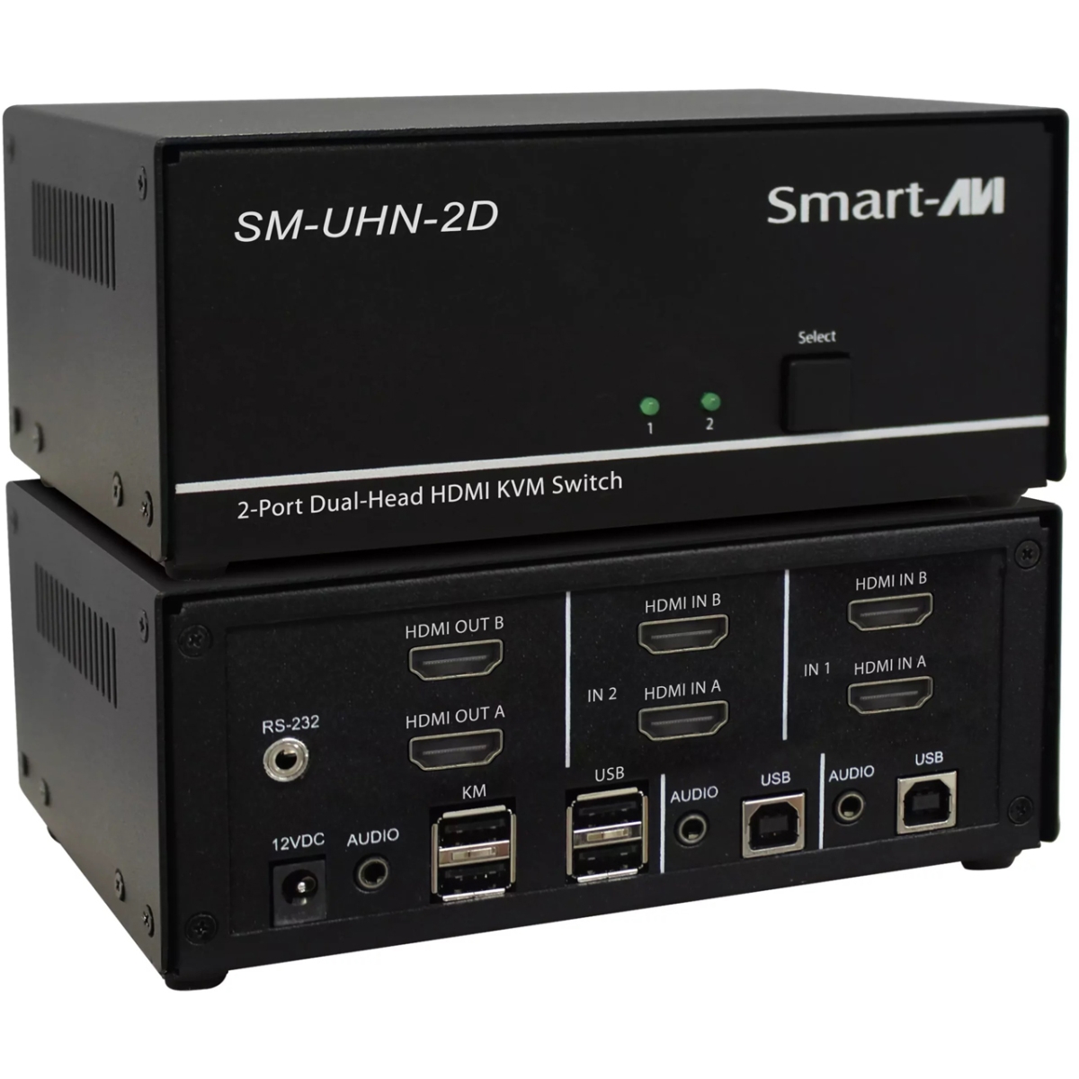 Picture of Smart-AVI SAVI-SM-UHN-2D SM-UHN-2D-S 2-Port Dual Head HDMI KVM Switch with USB 2.0 Sharing & 4K UHD Resolution