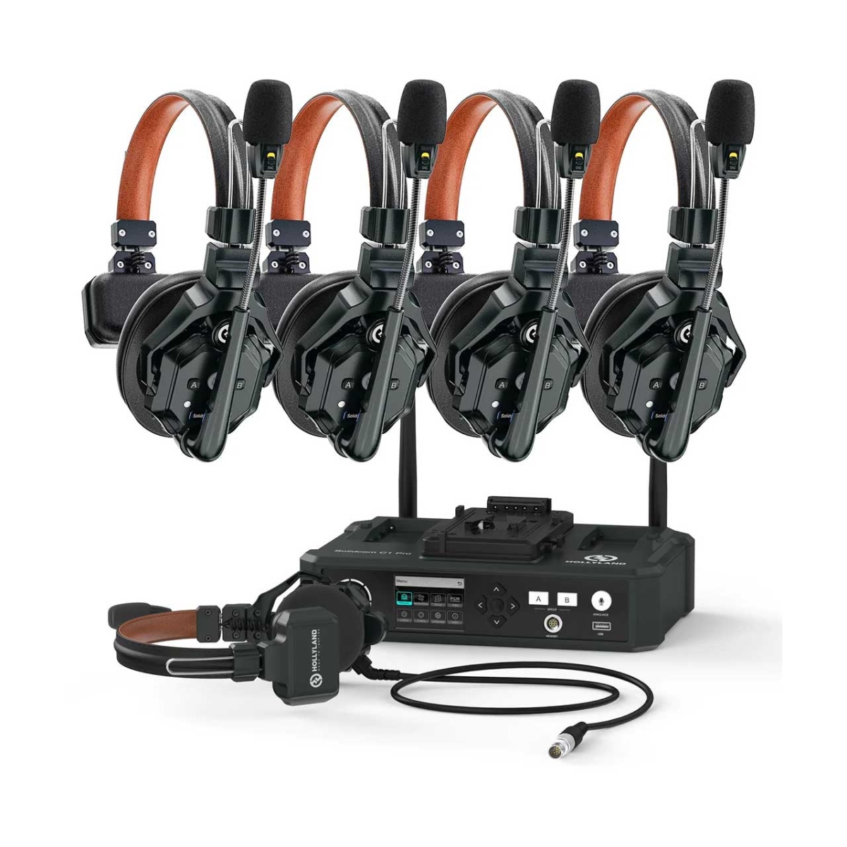 HLSOLIDCOMC1PH4S Solidcom C1 Pro 5-Person Full Duplex Wireless Intercom System with Headsets-Hub-Charger-Li-Ion Batteries-Case