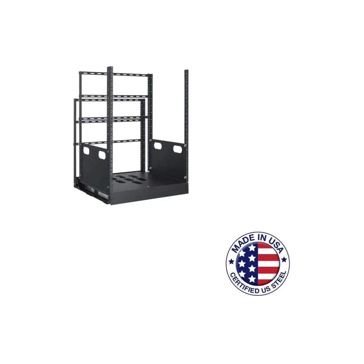 Picture of Lowell Manufacturing LMC-LPTR2-1419 LPTR2-1419 14RU Pull & Turn Millwork Rack with Two Support Rails - 19 in. Deep