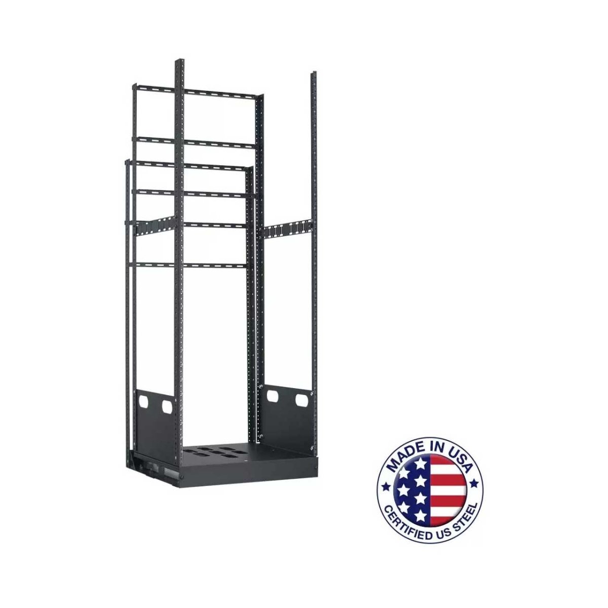 Picture of Lowell Manufacturing LMC-LPTR4-2819 LPTR4-2819 28RU Pull & Turn Millwork Rack with Four Support Rails - 19 in. Deep
