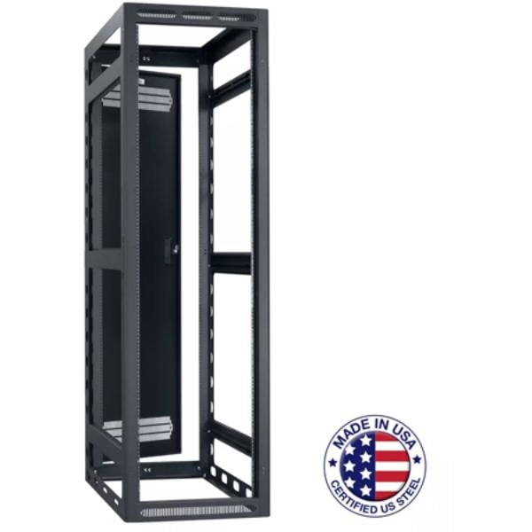 Picture of Lowell Manufacturing LMC-LGR-4036 LGR-4036 40RU Gangable Open-Frame Rack with Rear Door - 36 in. Deep