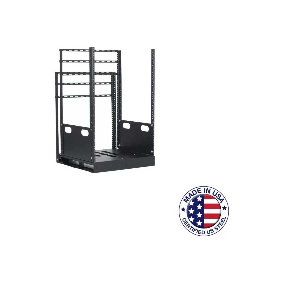 Picture of Lowell Manufacturing LMC-LPTR2-1619 LPTR2-1619 16RU Pull & Turn Millwork Rack with Two Support Rails - 19 in. Deep