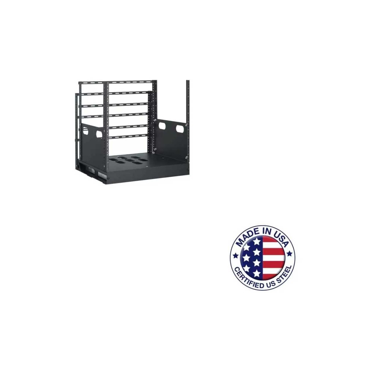Picture of Lowell Manufacturing LMC-LPTR4-1019 LPTR4-1019 10RU Pull & Turn Millwork Rack with Four Support Rails - 19 in. Deep