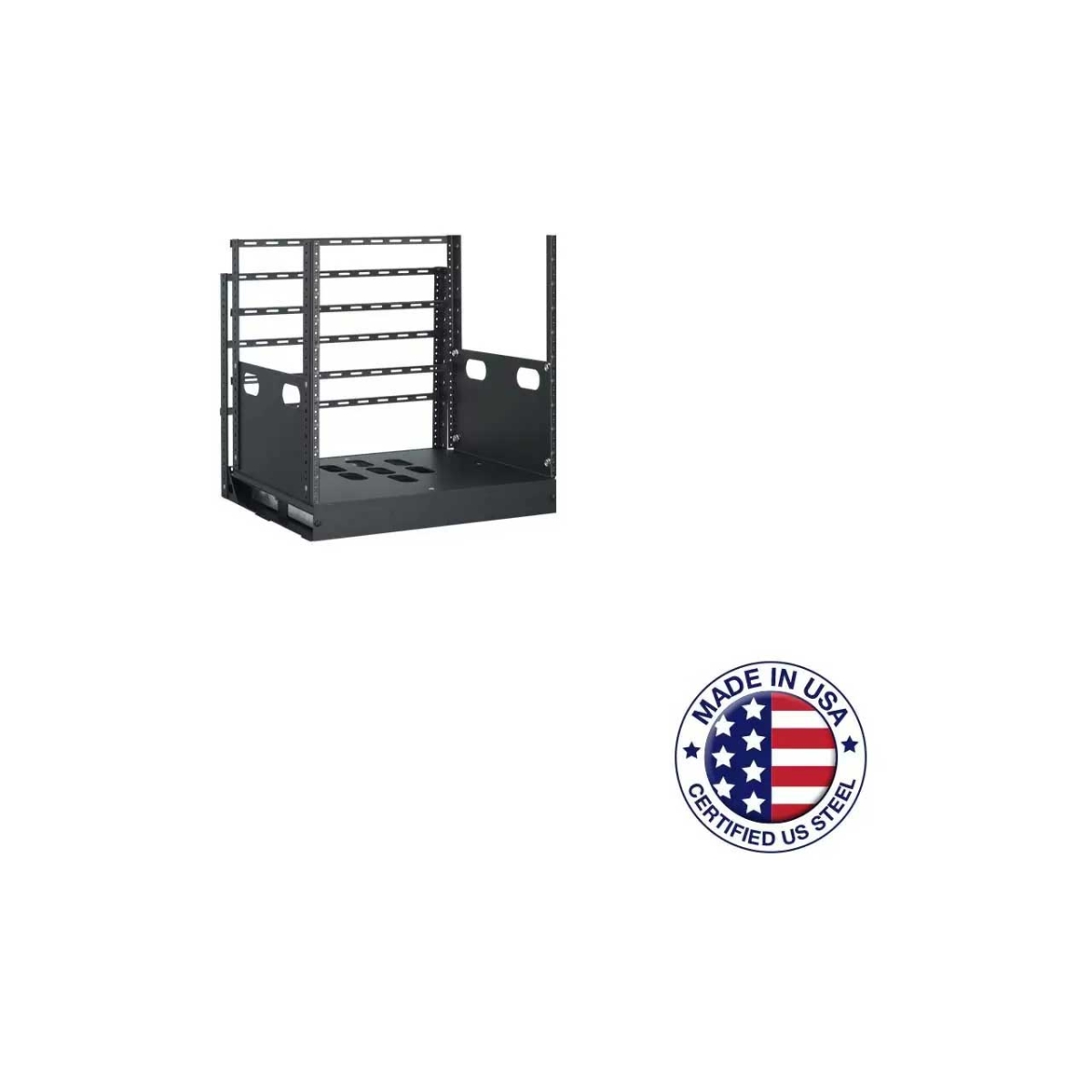 Picture of Lowell Manufacturing LMC-LPTR4-1023 LPTR4-1023 10RU Pull & Turn Millwork Rack with Four Support Rails - 23 in. Deep