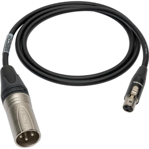 L2E5-XTJ3-100 100 ft. 3-Pin XLR Male to 3-Pin Mini XLR Female Black Sub-Miniature Mic Cable -  Sescom