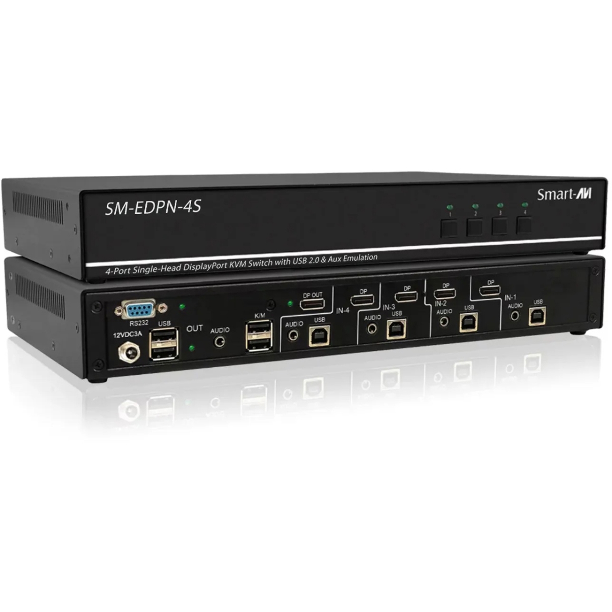 Picture of Smart-AVI SAVI-SM-EDPN-4S SM-EDPN-4S Single Head 4-Port UHD 4k at 60 DP KVM Switch with EDID Aux Emulation