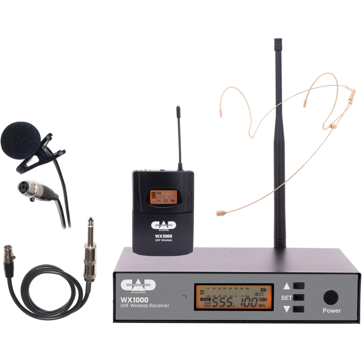 Picture of CAD Audio CAD-WX1000BP UHF BodyPack Mic System - 510 to 570MHz - WX1000 Bodypack-RX1000 Receiver-Headworn Mic-Lav Mic
