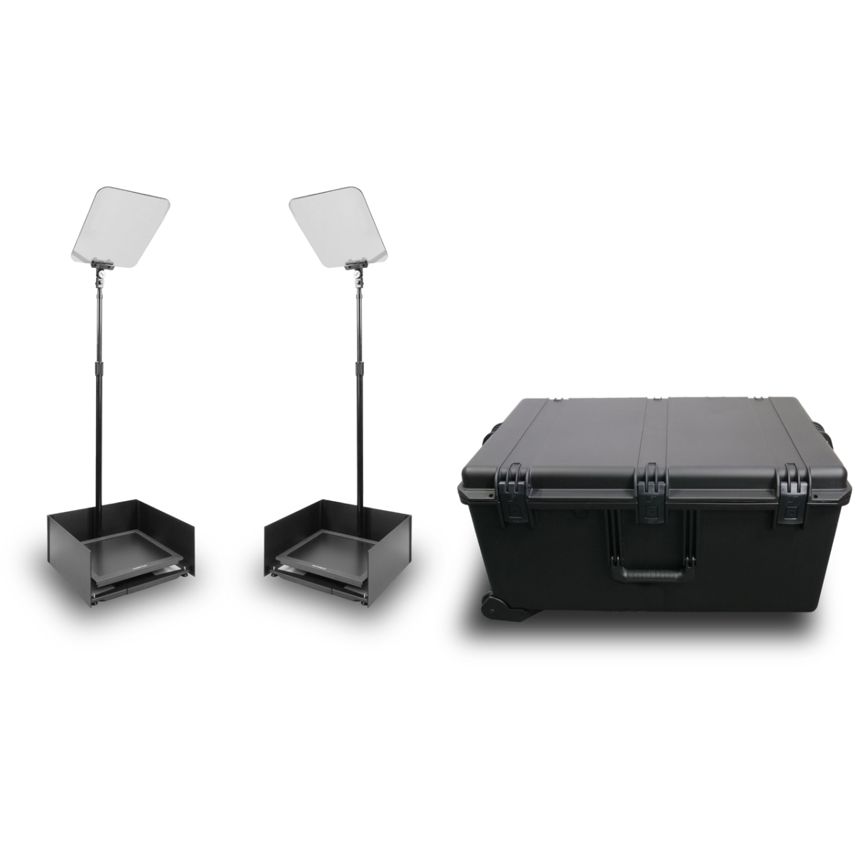 PRP-PRO-SP17PHBK PRO-SP17PHBKIT StagePro 17 in. Teleprompter Pair with 2 Highbright Teleprompters - Metal Poles - Hard Case