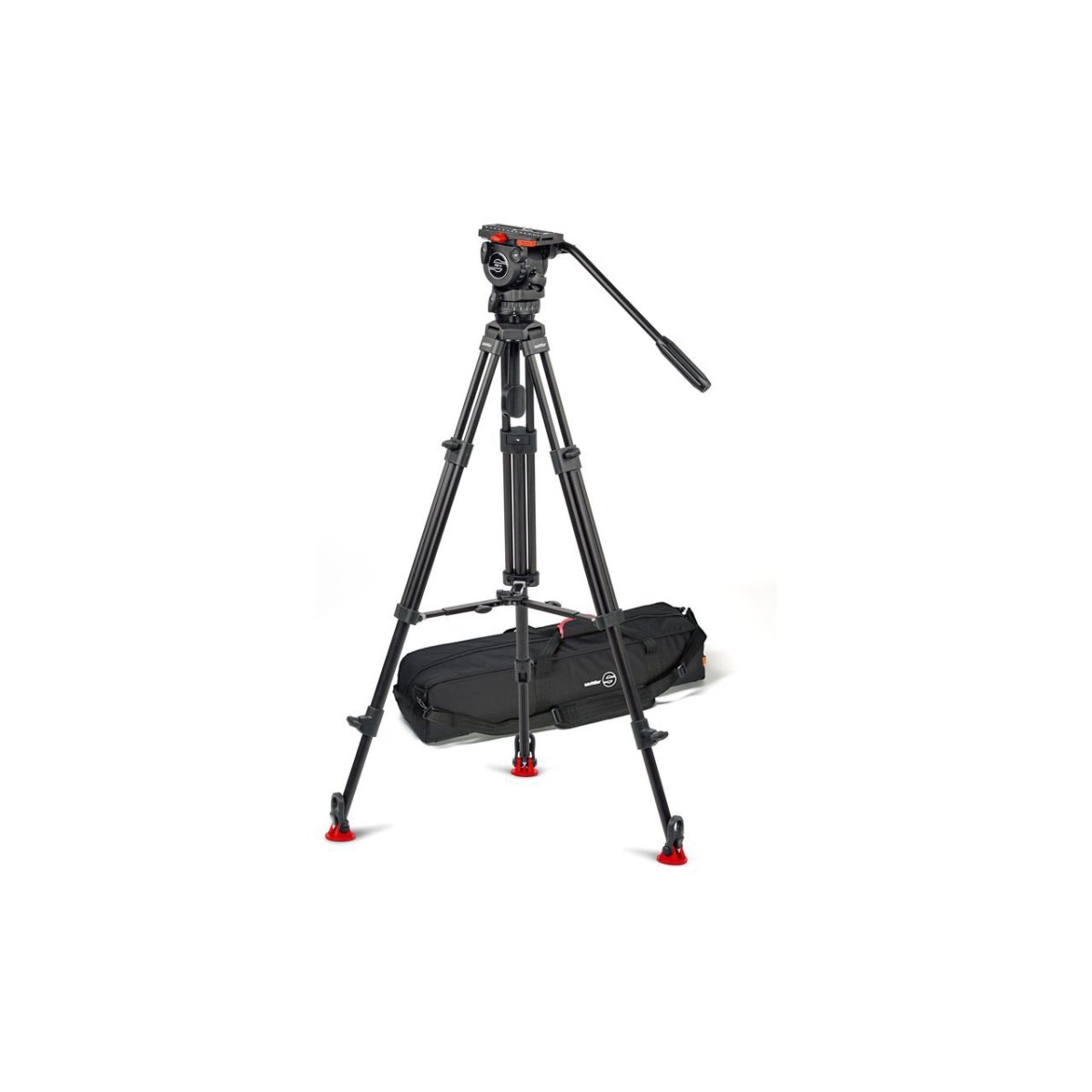 Picture of Sachtler SACH-0473CM 75 mm System Package - FSB6 MK II Fluid Head with Tripod 75-2 CF with Mid-level Spreader & Padded Bag - Black