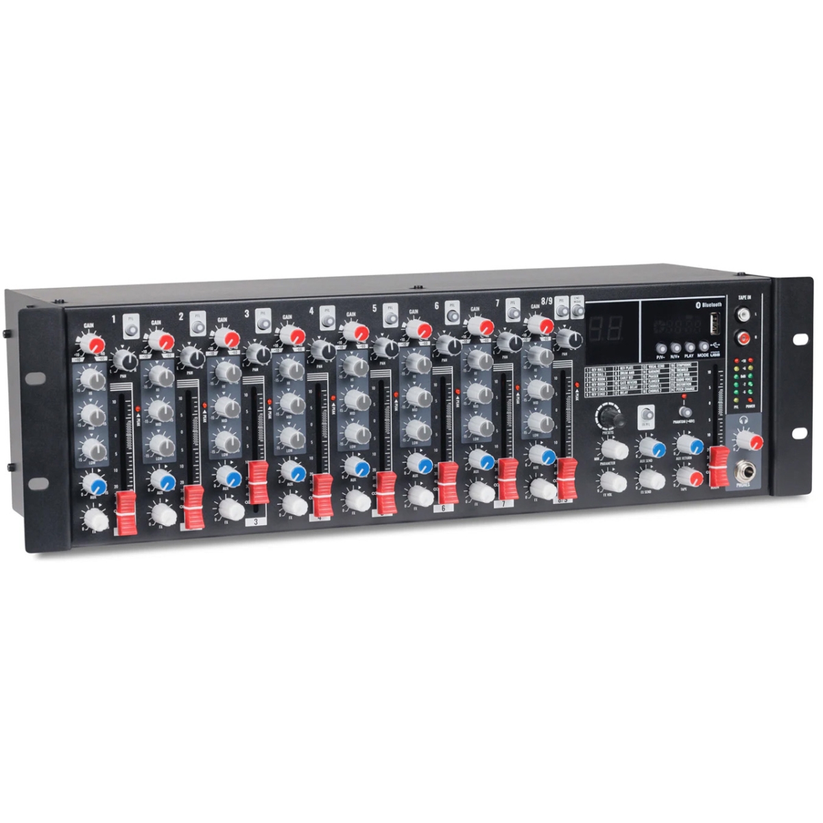 PRAC-MX9 9 Channel 3RU Rack Mount Audio Mixer with Bluetooth & Effects