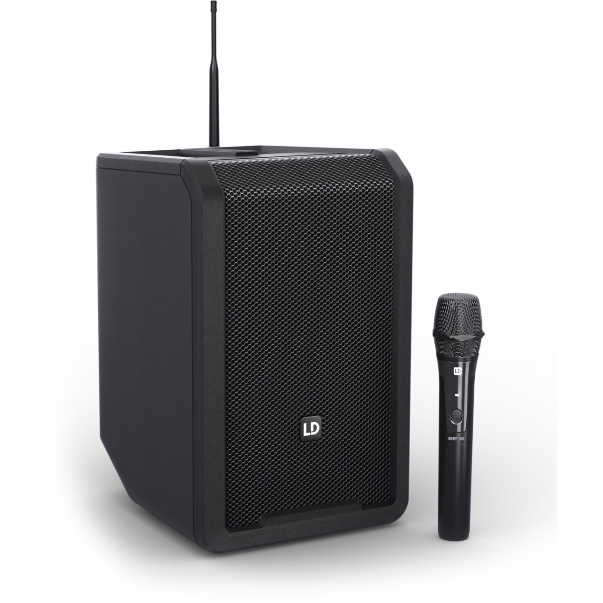 LDS-ANNY8HHDB47U 8 in. Portable Li-Ion Battery Powered Bluetooth PA Loudspeaker with Mixer & Wireless Mic, Black