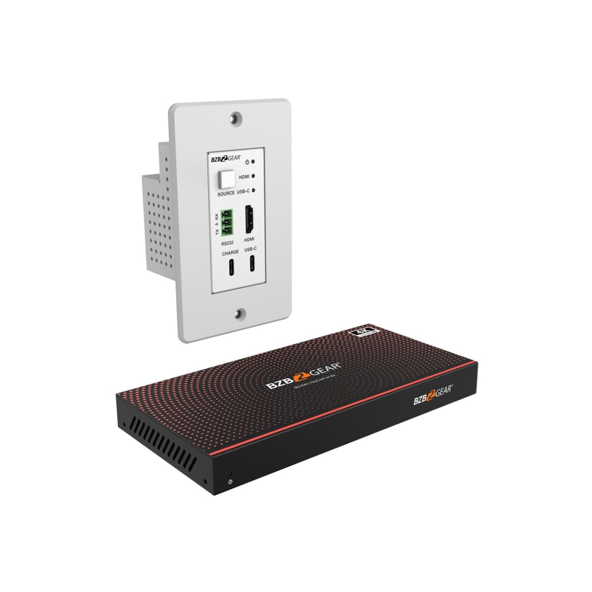 BG-EXH-70UCWP-W 230 ft. 4K UHD 18Gbps HD Base HDMI, USB-C & RS-232 Wall Plate Transmitter Receiver Kit - White