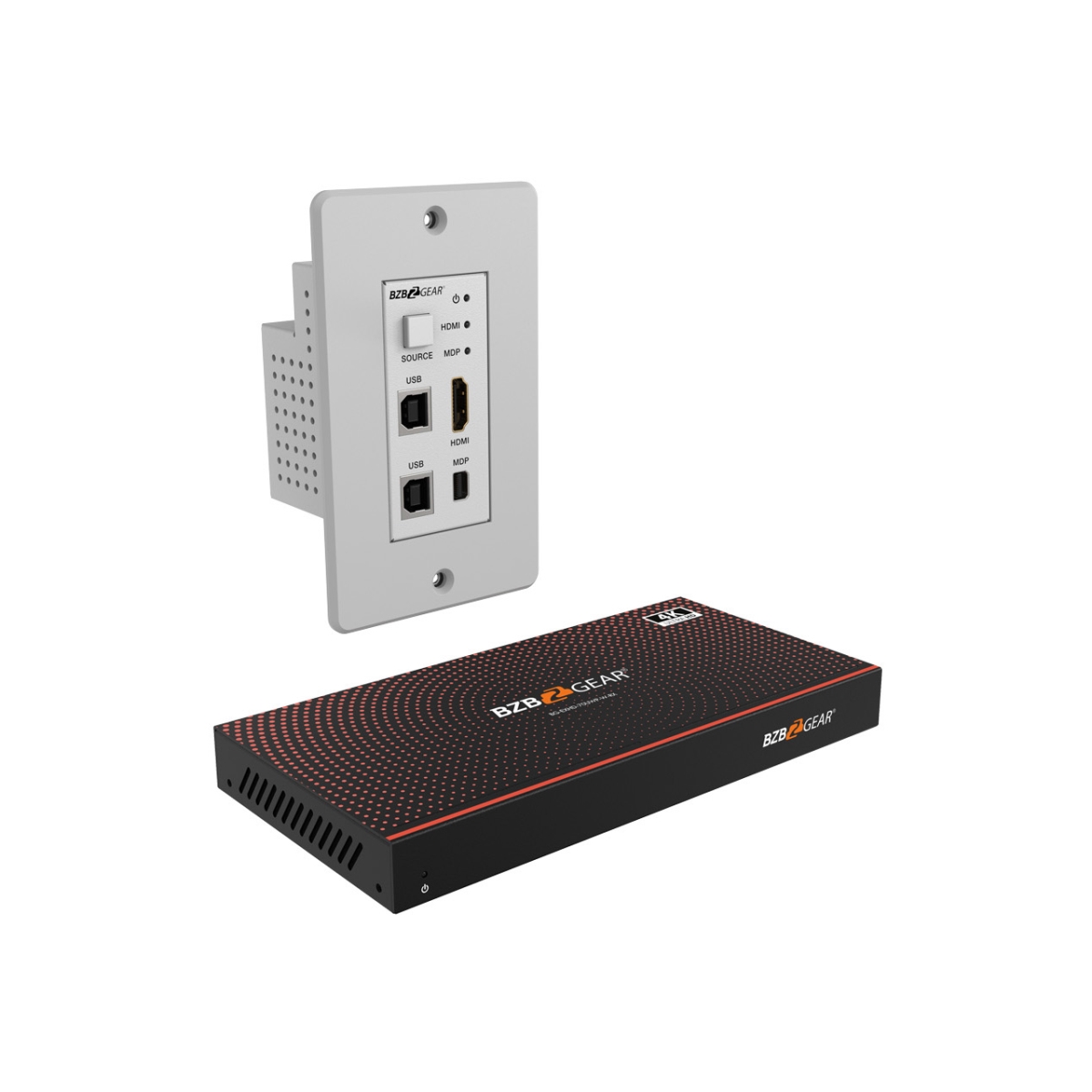 BG-EXHD-70UWP-W 230 ft. 4K UHD 18Gbps HD Base HDMI, MDP & KVM Wall Plate Transmitter Receiver Kit - White