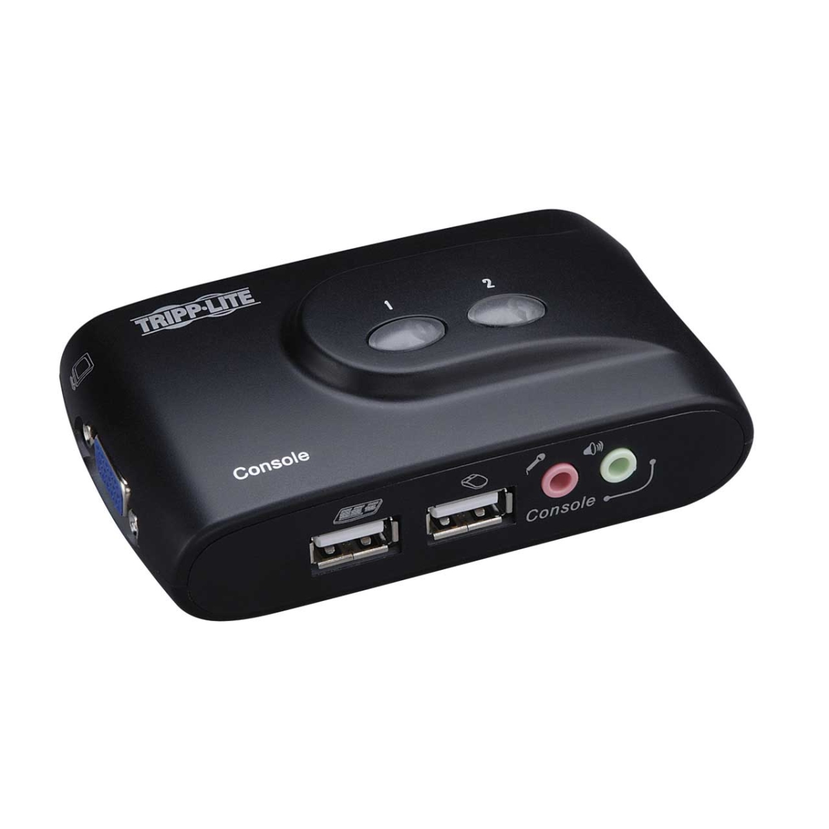 Tripp Lite TRL-B004-VUA2KR 2 Port KVM Switch USB Desktop with Audio & Cables, Black