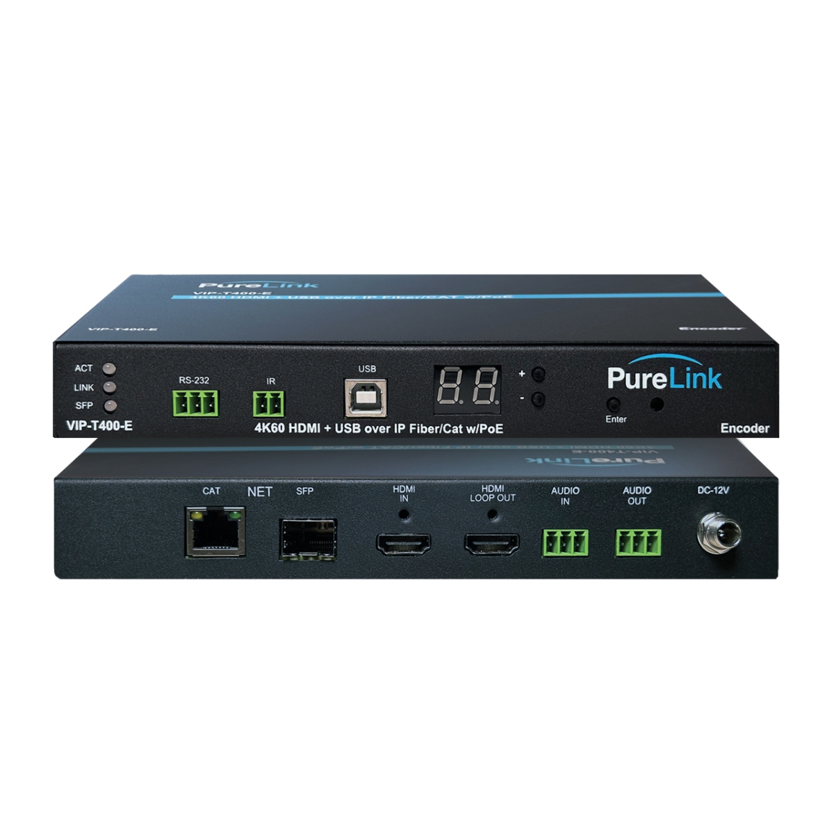 PLK-VIP-T400-E 4K 60 HDMI USB KM CAT & Fiber AV Over IP Encoder