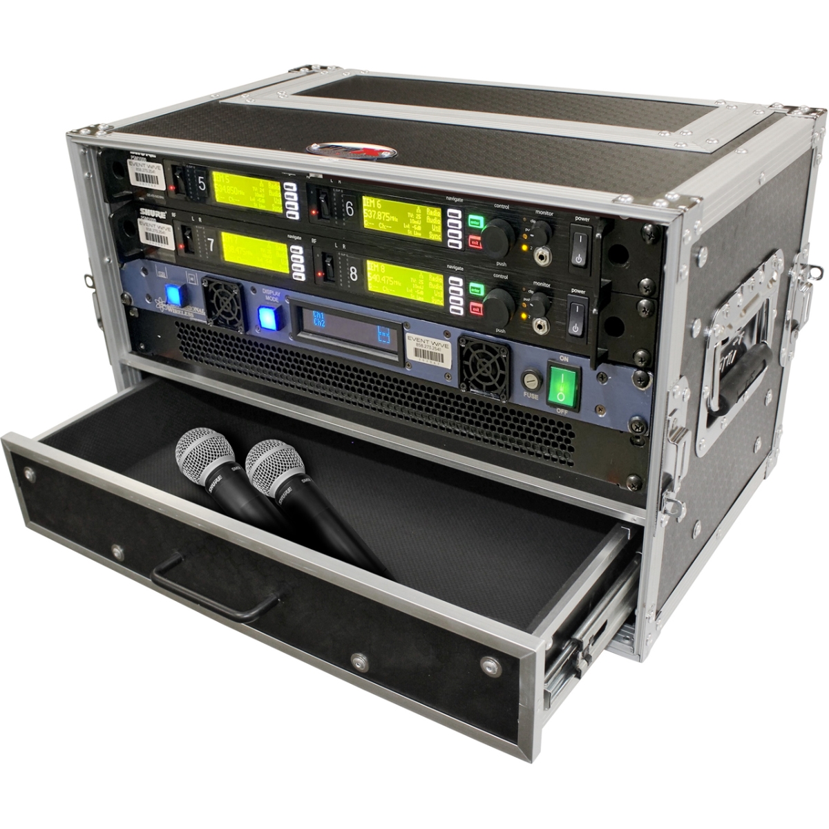 PXG-XS-WM4U2DR2 12 in. MK2 4RU Vertical ATA 300 Flight Rack Case with 2RU Drawer