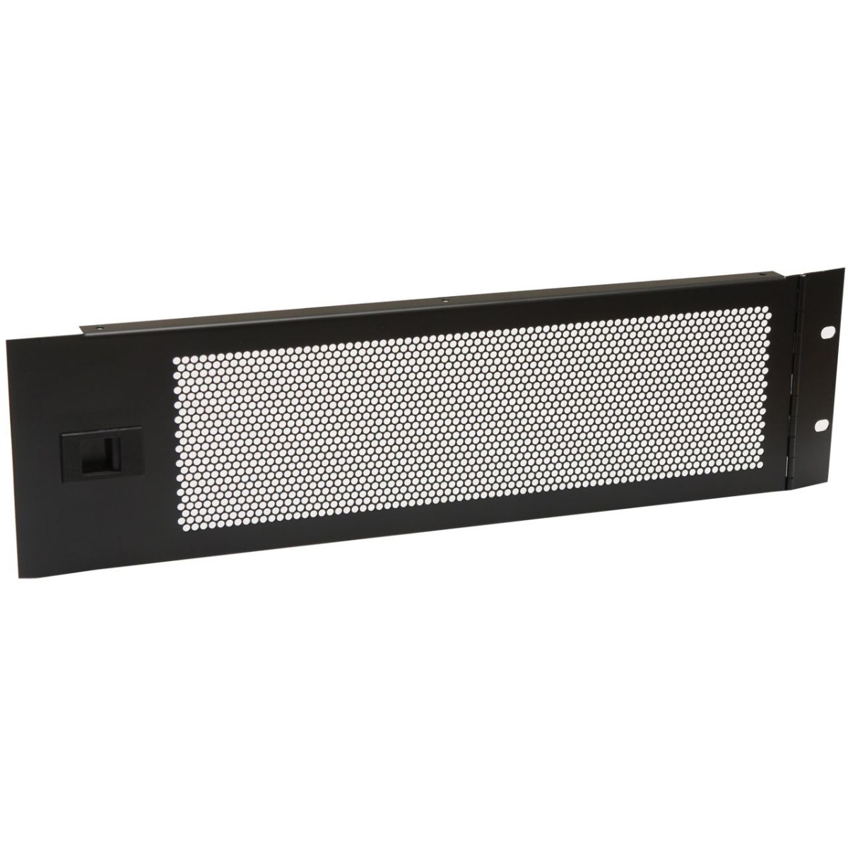 PENN-R1372-3UVK 0.125 in. Rails 3RU Hinged Vented Rack Panel with Slam Lock, Black