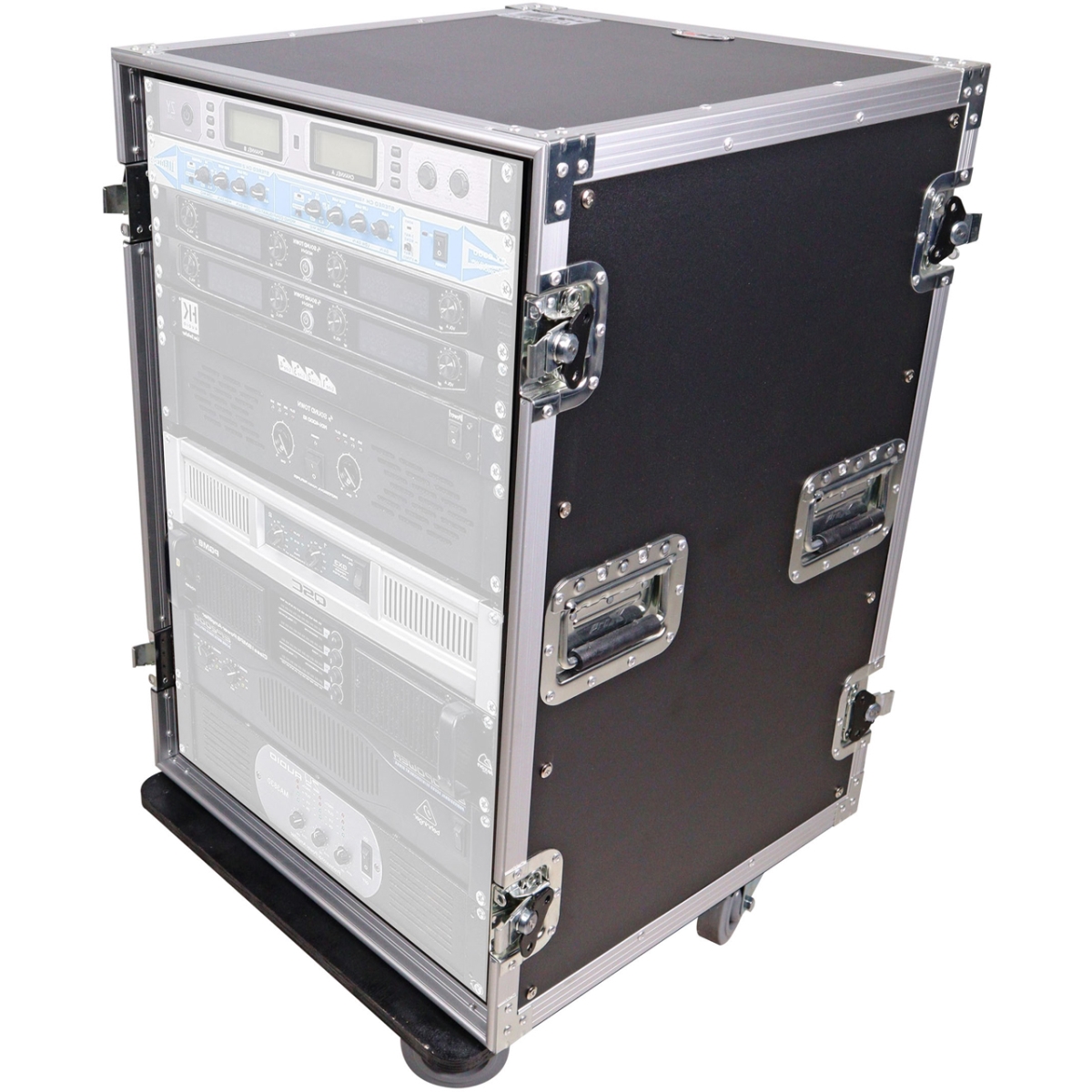 PXG-T-16RSS 16U Vertical Amp Rack Mount Flight Case with Caster Wheels