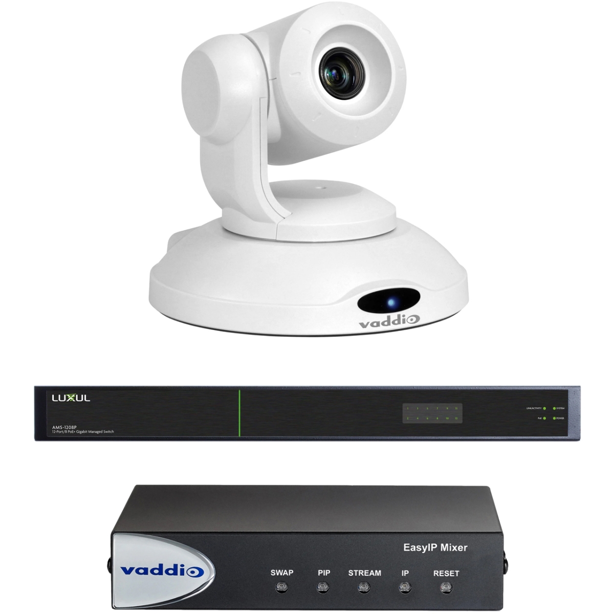 VAD-99960321000W Easy IP 10 Mixer Base Kit HD PTZ Camera with Network Switch, White