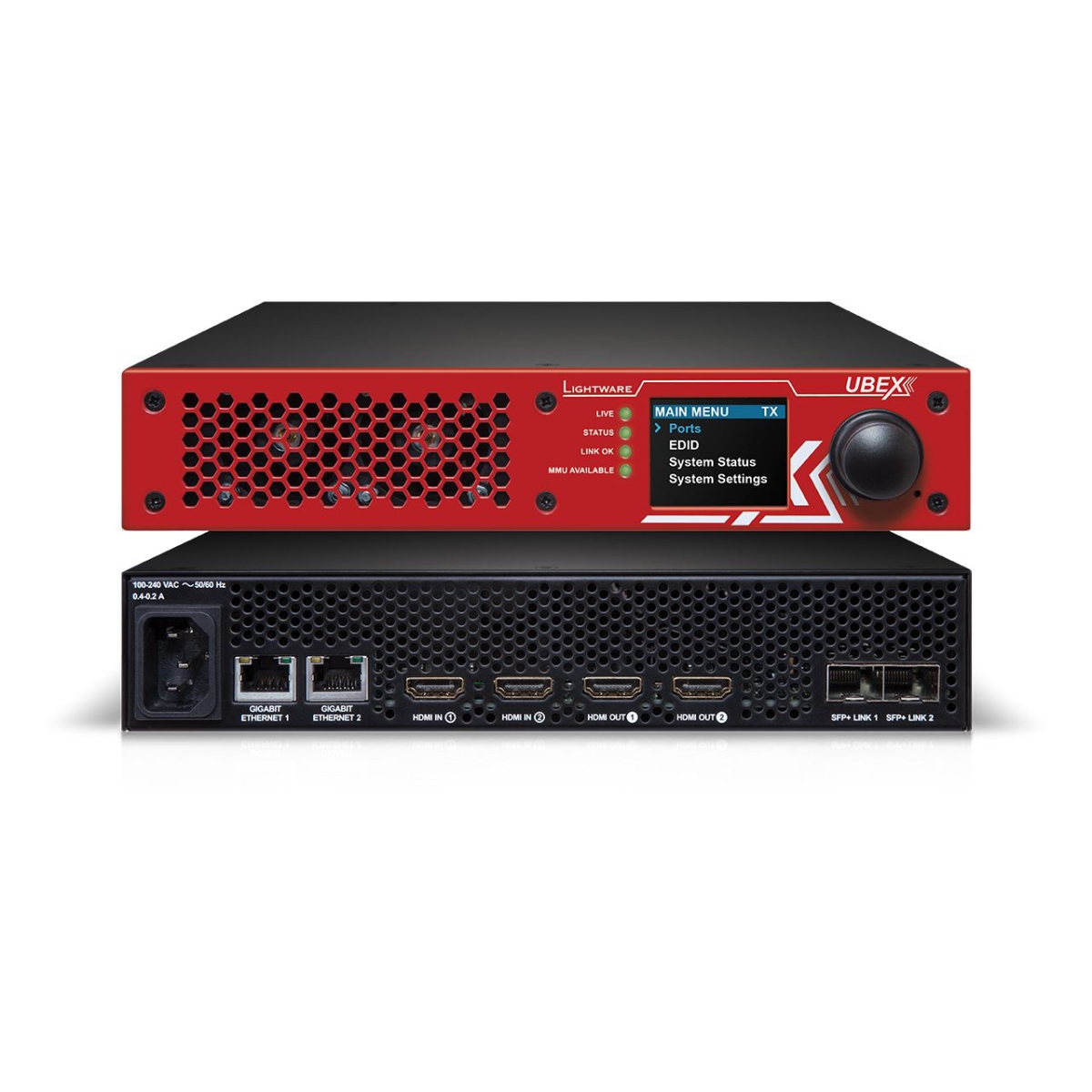 Lightware LWE-91820003 Pro 20 HDMI F100 Ubex 4K UHD Optical A VoIP Scaling Extender with Two 10G SFP Plus MM LC Duplex Fiber Modules
