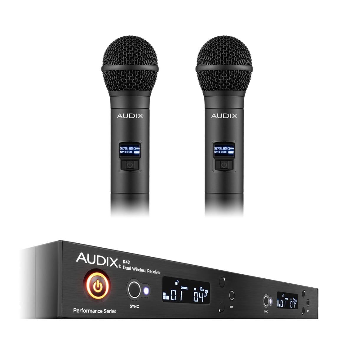 AUD-AP42-OM5-B R42 2 Channel Diversity Wireless Mic Rx with Two H60 & OM5 Handheld