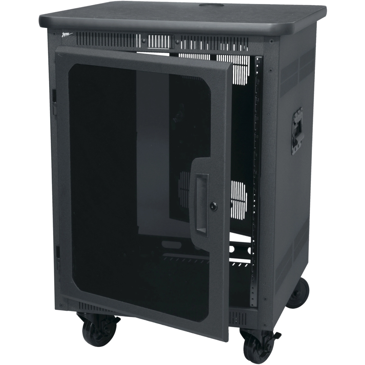 Products MAP-PTRK-1426MDK 26 in. Deep PTRK Series 14RU Portable Rolling Rack with Top