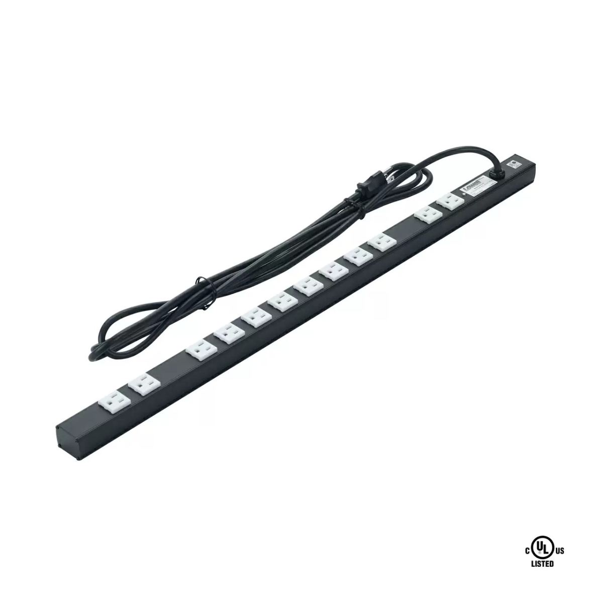 LMC-ACS-1512 32 in. 12 NEMA 5-15R Outlet 15A Power Strip with Surge Protection & 12 Foot Cord, Black