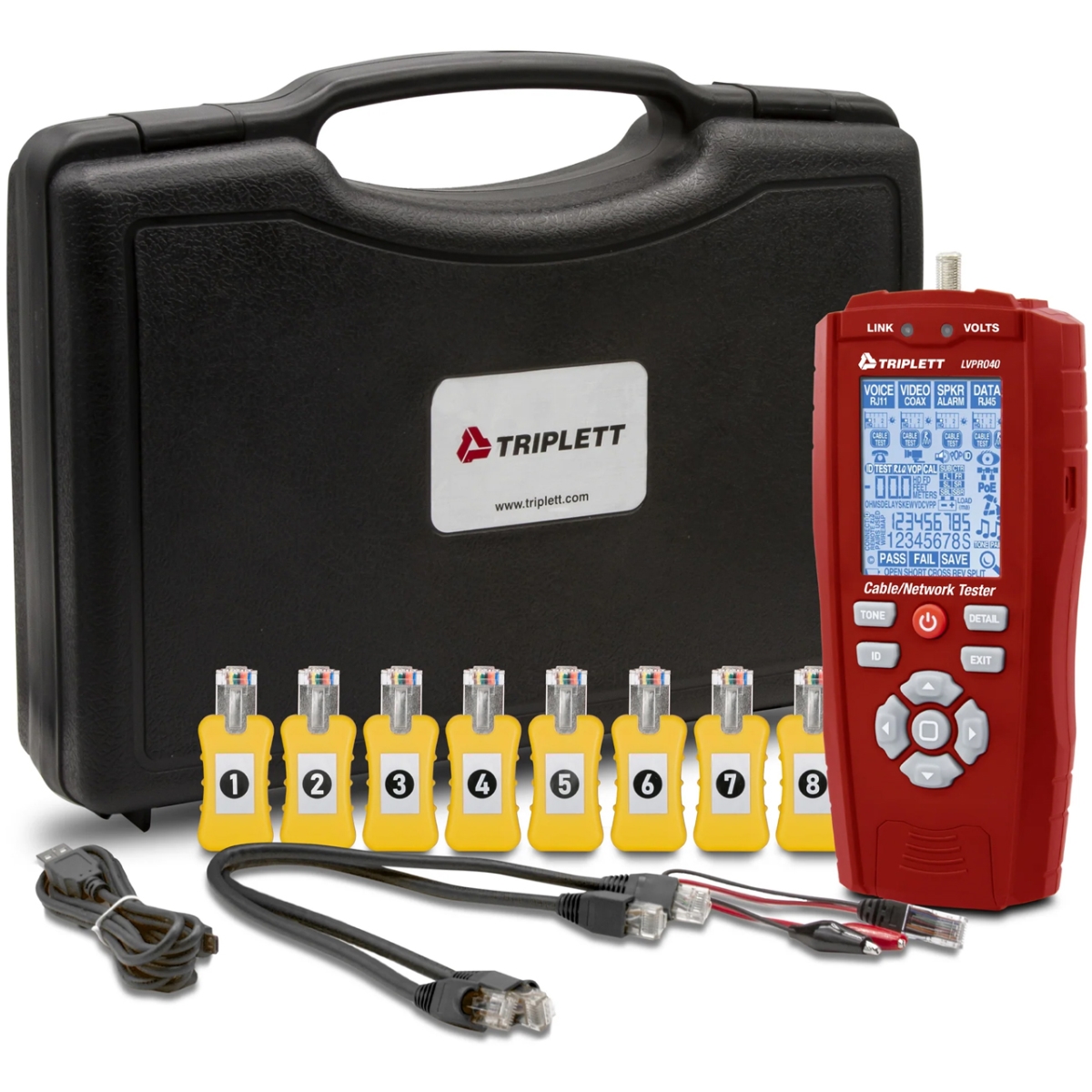 TRIPL-LVPRO40 10GB Multifunctional Low Voltage Cable & Network Tester for CAT5E-6-6A-7 Twisted Pair & Coax Cables