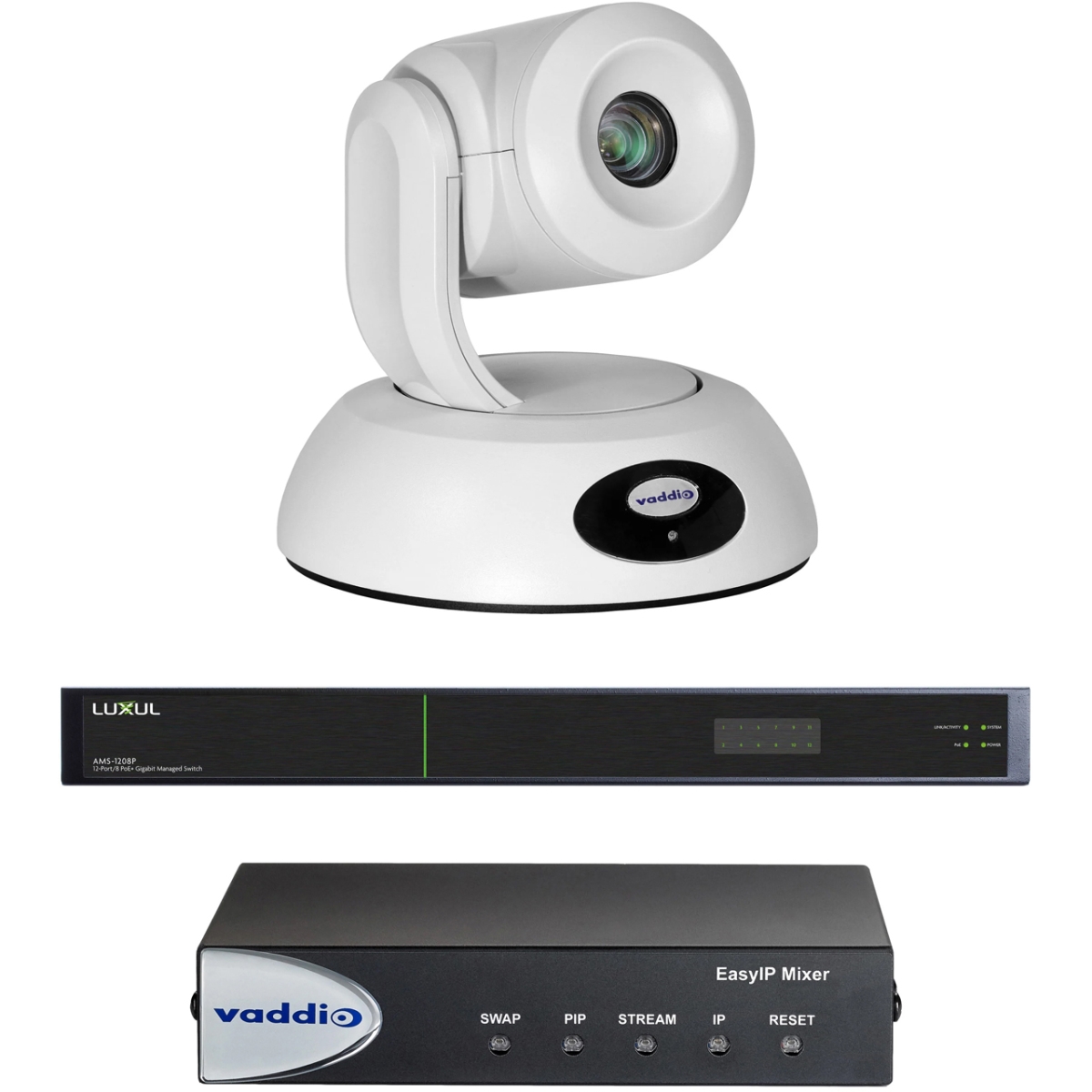 VAD-99930231000W Easy IP 20 HD PTZ Camera with Mixer Base & Network Switch Kit, White