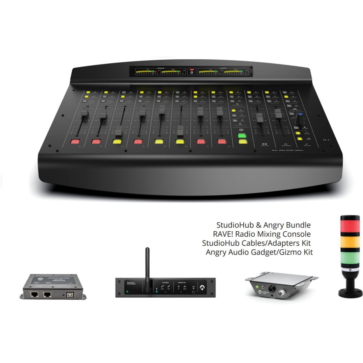 AA-RAVE Radio Mixing Console with 8 Line Inputs or 4 Microphone Inputs