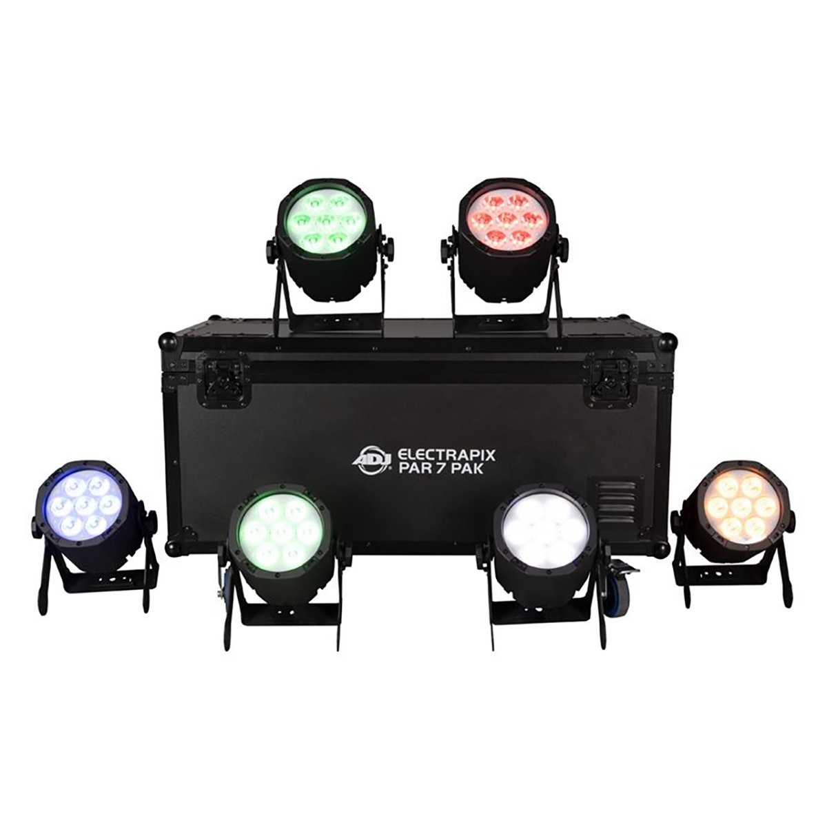 Picture of American DJ AMDJ-ELE738 Par 7 Pak Including Six Par 7 Li-Ion Powered DMX Pars & Robust Road Case
