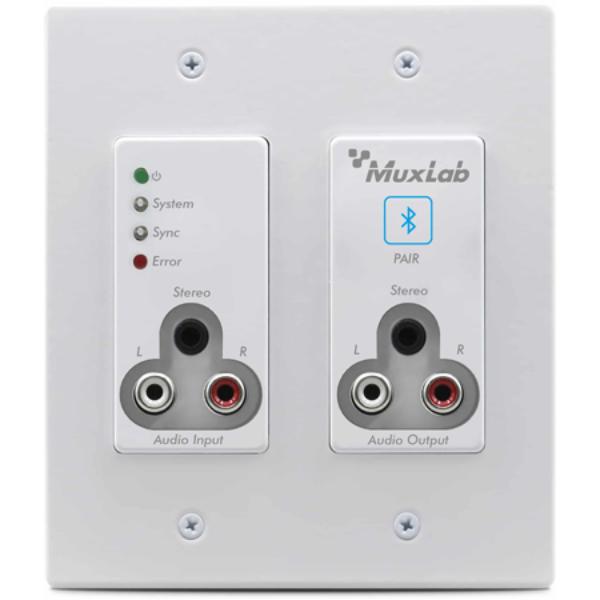 MUX-500559-WH Bluetooth & RCA & 3.5 mm Audio to Dante Wallplate Interface, White