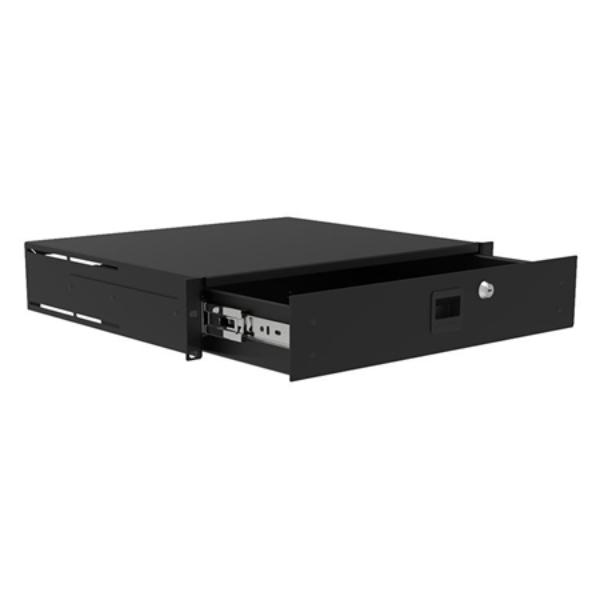 PENN-R2293-2UK 2RU Lockable Heavy Duty Rack Drawer with Slam Latch - Black, 14 in. Deep