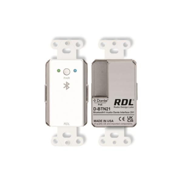RDL-D-BTN21 Single-Gang Wall-Mounted Bluetooth Dante Interface for Dante or AES67 Networked System - White