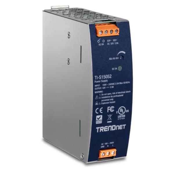 TNET-TI-S15052 AC to DC DIN-Rail Power Supply with PFC Function for TI-PG50 v2.0 150W & 52V NDAA & TAA Compliant
