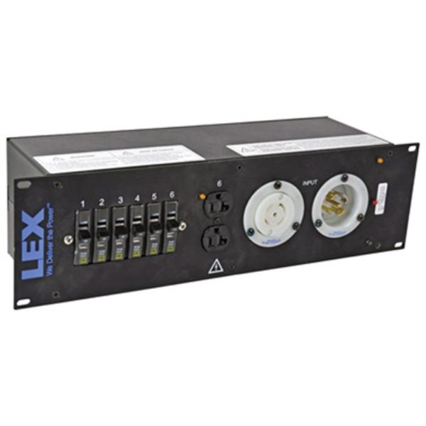 LEX-PRM3IN3CC4DC PowerRACK 3RU 30 Amp Rack Mount Power Distribution L21-30 to L5-30 Duplex Receptacles