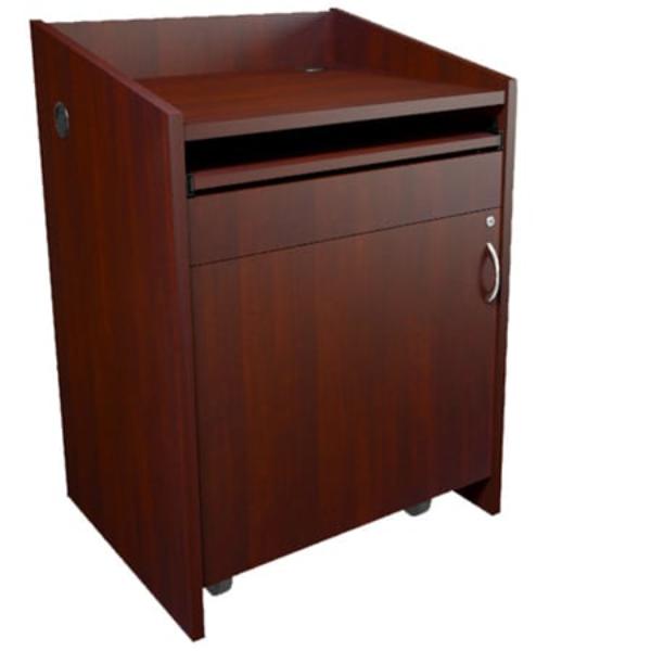 Products MAP-L2LDC2CCMGC Pre-Configured L2 Series Lectern with 4 in. Casters & Connectivity Grained - Dark Cherry