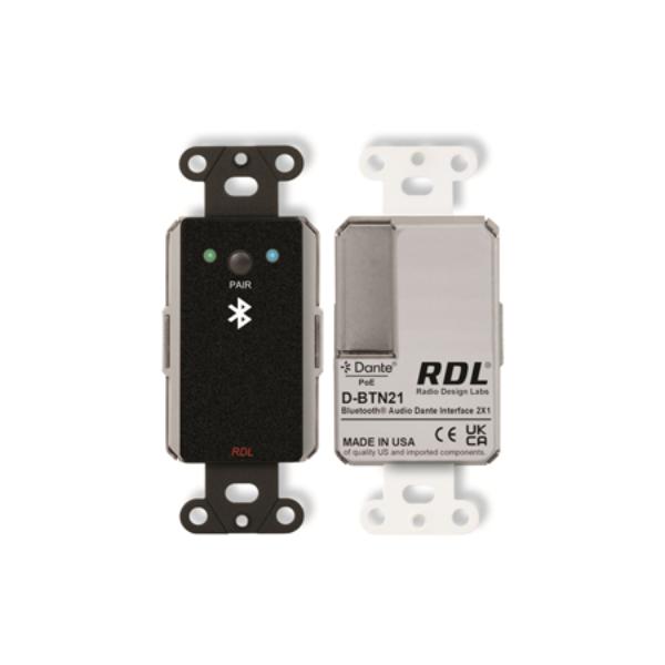 RDL-DB-BTN21 Single-Gang Wall-Mounted Bluetooth Dante Interface for Dante or AES67 Networked System - Black
